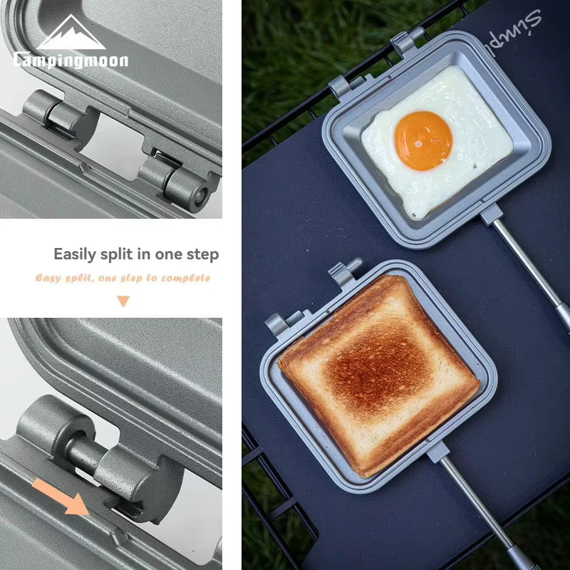 CAMPINGMOON TT-1315 Doppelseitige Antihaft-Sandwich-Toast-Klemme aus Metall für Camping und Frühstück - Bild 4