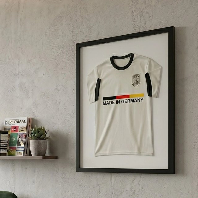 K-Möbel Premium Echtholz Trikotrahmen Schwarz B/H: 50 x 70 cm für Kindertrikots und Fan Shirts - Bild 1