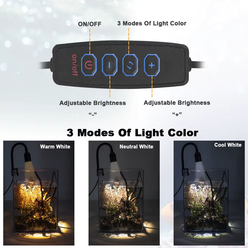 LZJV LED-Aquariumbeleuchtung für Pflanzenwachstum in Schwarz mit USB-Anschluss und Clip-On-Halterung - Bild 2