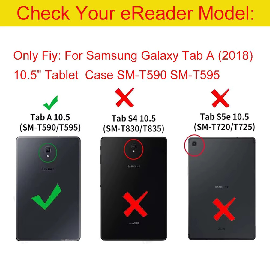 Smart Slim Funda Hülle für Samsung Galaxy Tab A 10,5 Zoll (2018) SM-T590 SM-T595 mit fester Rückseite und dreifach gefaltetem Ständer in Blau oder Schwarz - Bild 2
