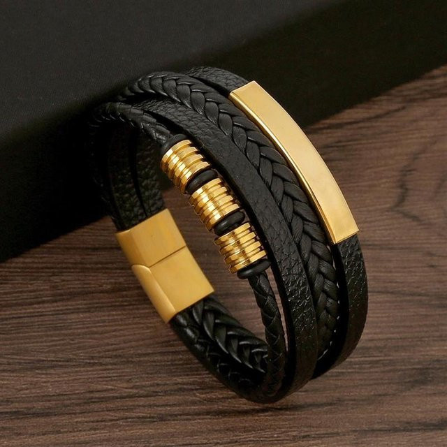 XIHE Lederarmband, Schwarz, Herren, 23cm - Bild 1