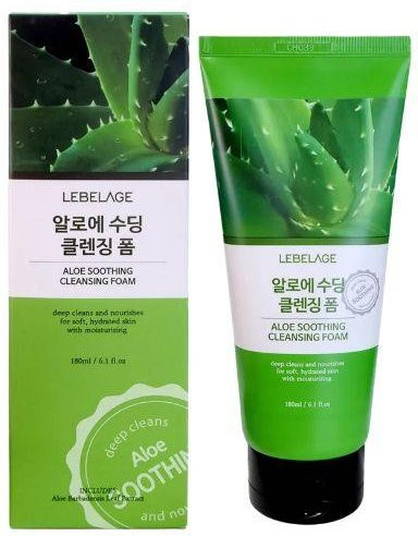 LEBELAGE Aloe Reinigungsschaum, 180 ml, für empfindliche und trockene Haut - Bild 1
