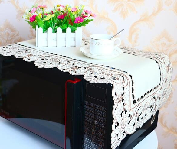 Yiran Furniture Tischläufer aus Satin mit Rosen-Stickerei in Weiß, B/T: 85 x 40 cm - Bild 1