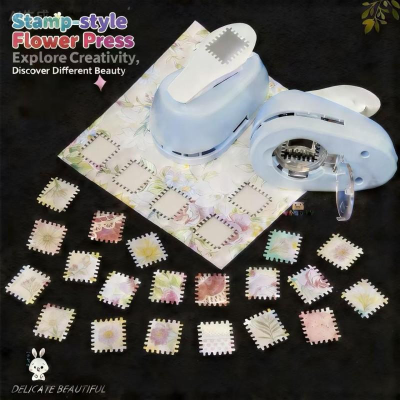 Oudun Rechteckiger Briefmarken Bastelstanzer aus Edelstahl und Kunststoff für Scrapbooking und DIY Kartenherstellung - Bild 3