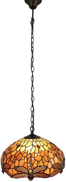 Dapo Pendelleuchte Tiffany Charlotte 1-flammig in Multicolour aus Glas und Metall mit E27 Fassung, Durchmesser: 42 cm - Bild 1