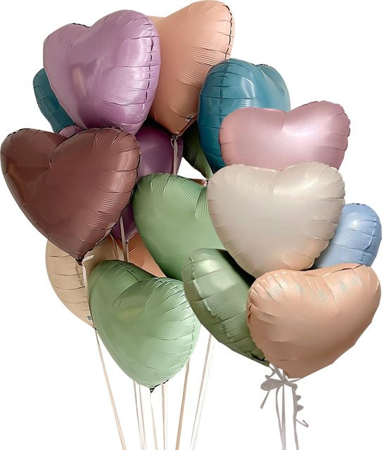 Tissy Herz Folienballons in Vintage Rosa und Grün für Geburtstag, Hochzeit oder Valentinstag, Durchmesser: 45,72 cm - Bild 1