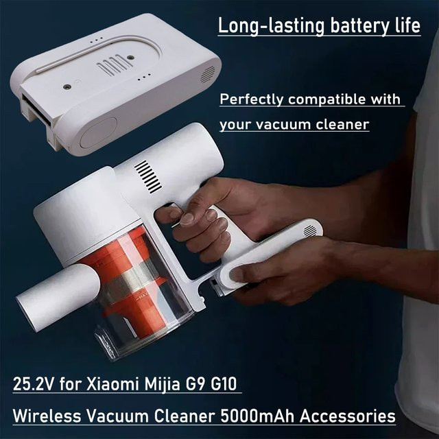 Wiederaufladbarer Lithium-Ionen-Akku für Xiaomi Mijia G9 G10 1S R10 Staubsauger, 25,2 V, 5000 mAh, Weiß - Bild 1