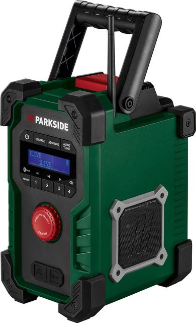 Parkside 20 V Akku-Baustellenradio PBR 10 A1 mit Bluetooth, DAB+ und FM in Grün-Rot, ohne Akku und Ladegerät - Bild 1