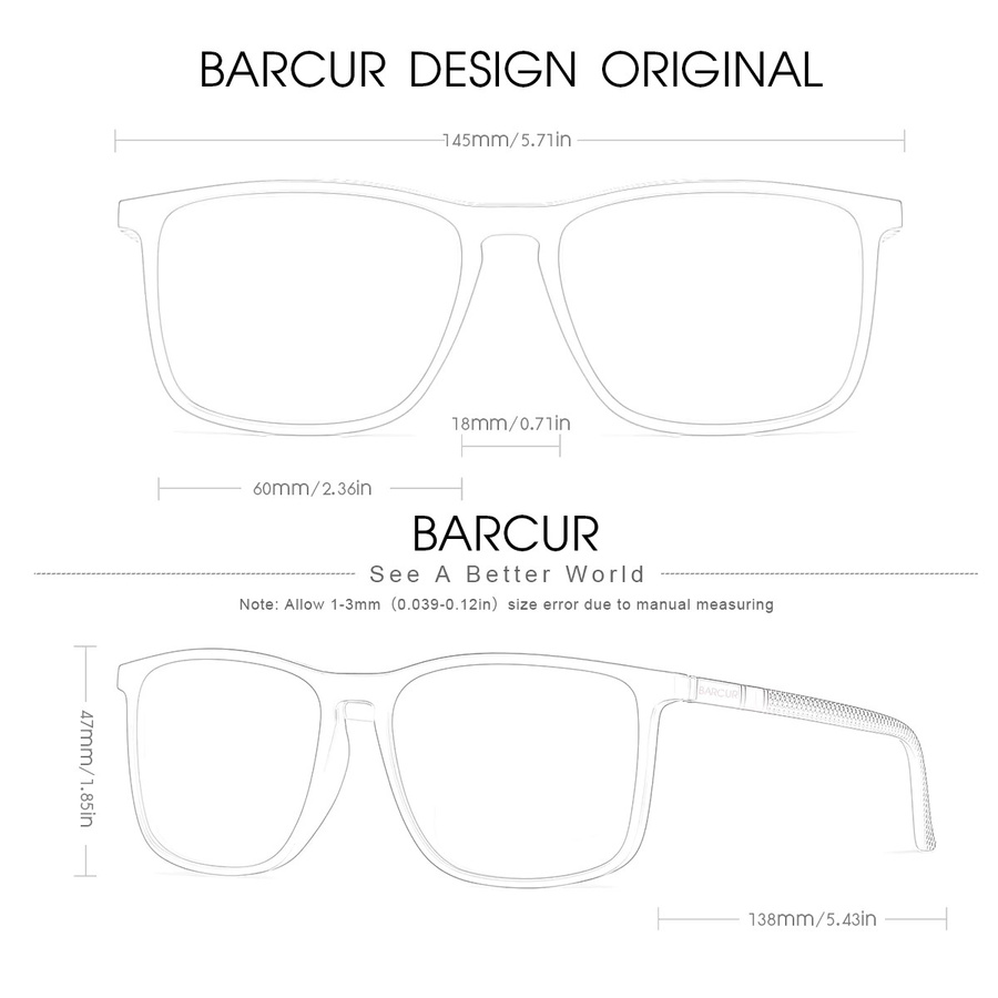 BARCUR Sonnenbrille, quadratisch, Vollrand, Kunststoff, schwarz - Bild 3
