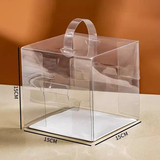 10er Set WEC ECO transparente quadratische Kuchenschachteln aus Kunststoff, B/T/H: 15 x 15 x 15 cm - Bild 1