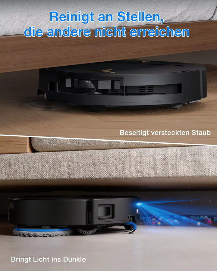 ECOVACS DEEBOT T50 PRO Omni Gen3 Roboterstaubsauger mit Wischfunktion, 25.000 Pa, AIVI 3D 3.0, Schwarz - Bild 5