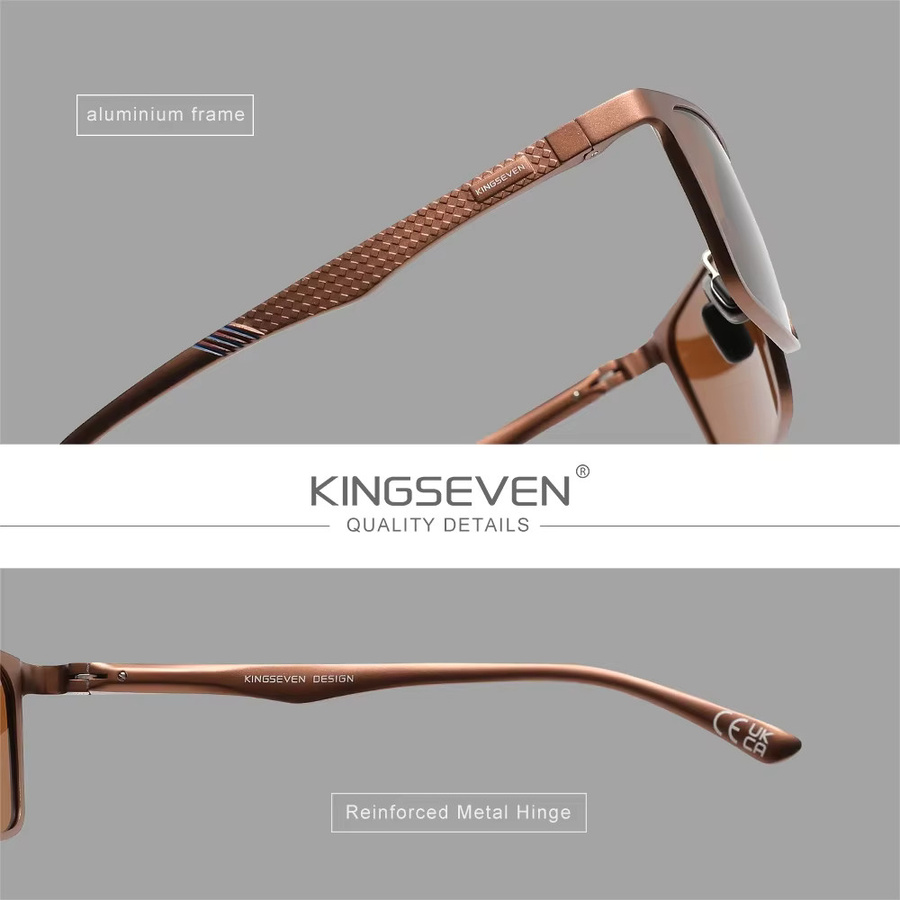 KINGSEVEN Sonnenbrille, Rechteckig, Vollrand, Unisex, Braun - Bild 2