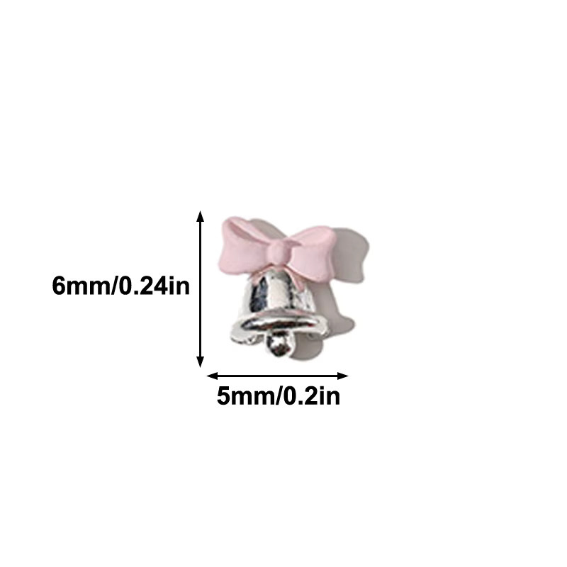3D-Nagel-Charms mit Strasssteinen, 5 Stück, Schleife und Glocke, Glänzend - Bild 4