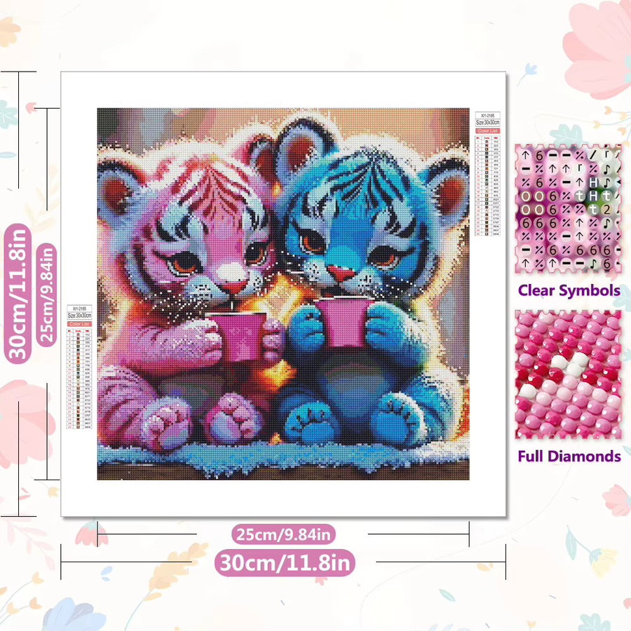 EverShine DIY Diamant-Stickerei Tiger Mosaik Set, Cartoon Tier Voll-Diamant-Malerei in Multicolour, Breite: 20 cm, Höhe: 20 cm - Bild 2