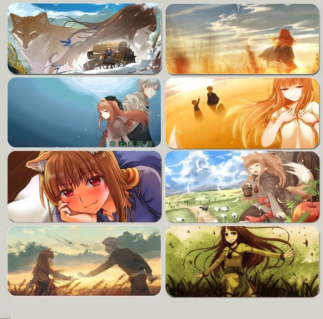 Warm Spice and Wolf Gaming-Mauspad, große rutschfeste Schreibtischunterlage mit genähtem Rand, Schwarz/Mehrfarbig - Bild 1