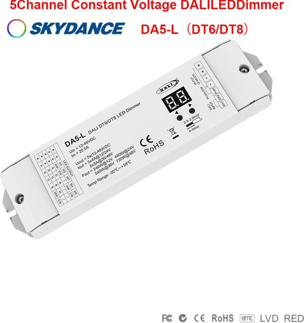 Skydance DA5-L DALI LED Dimmer Controller für RGB RGBCCT LED Streifen 12V-48V DC 5CH*4A - Bild 1
