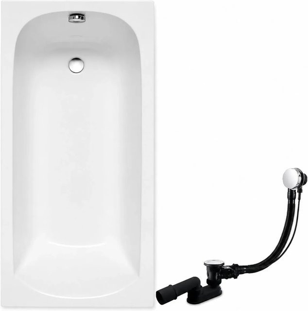 KOLMAN Badewanne Rechteck aus Acryl in Weiß inklusive Ablauf und Füßen, B/T: 150 x 70 cm - Bild 1