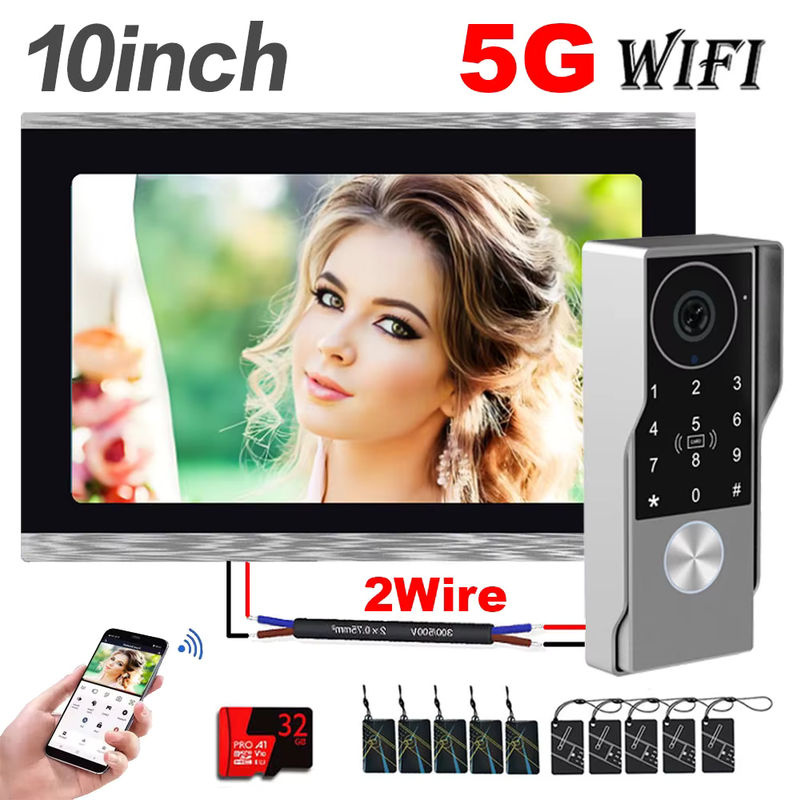 Tuya Smart Video-Gegensprechanlage 2-Draht mit 1080P wasserdichter Kamera, 5G WLAN, Touchscreen in Schwarz - Bild 6