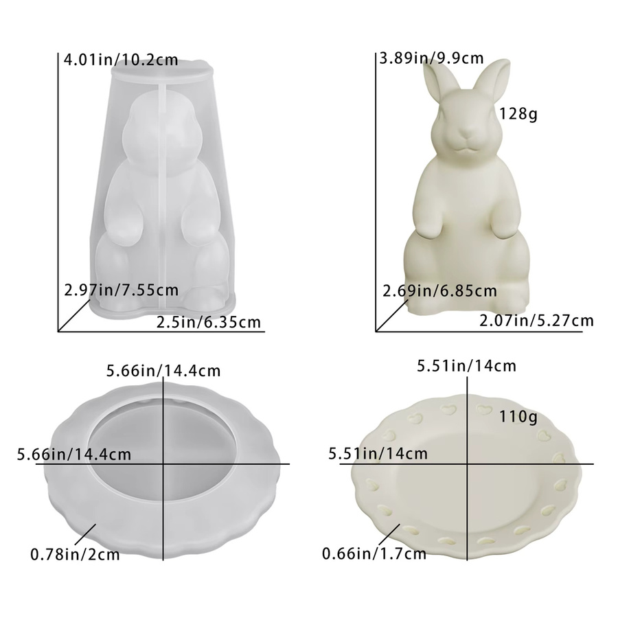 Alloet Silikonform Hase 3D für Kerzen und Harzhandwerk in Wellen-Spiralform - Bild 3