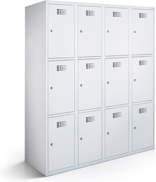 rotstahl Fächerschrank mit 12 Fächern in Hellgrau, B/T/H: 120 x 50 x 180 cm - Bild 1