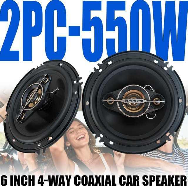 Q-PERTORS 2er-Set Koaxial-Autolautsprecher 6 Zoll 550W HiFi Full-Range Subwoofer in Schwarz - Bild 1
