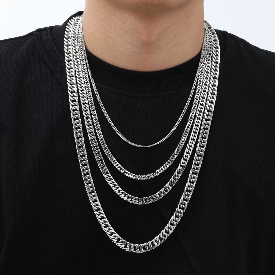 Vnox Halskette, Edelstahl, Silber, Unisex - Bild 4