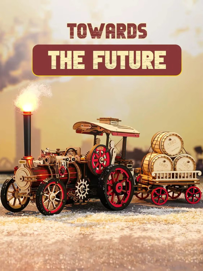 Robotime Rokr Automodellbausatz, 3D-Holzpuzzle, Dampfbausatz, 1:28, ab 14 Jahre - Bild 7