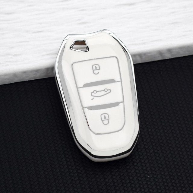 TPU Schlüsselhülle Schale in Silber für Peugeot und Citroen Fernbedienungsabdeckung - Bild 1