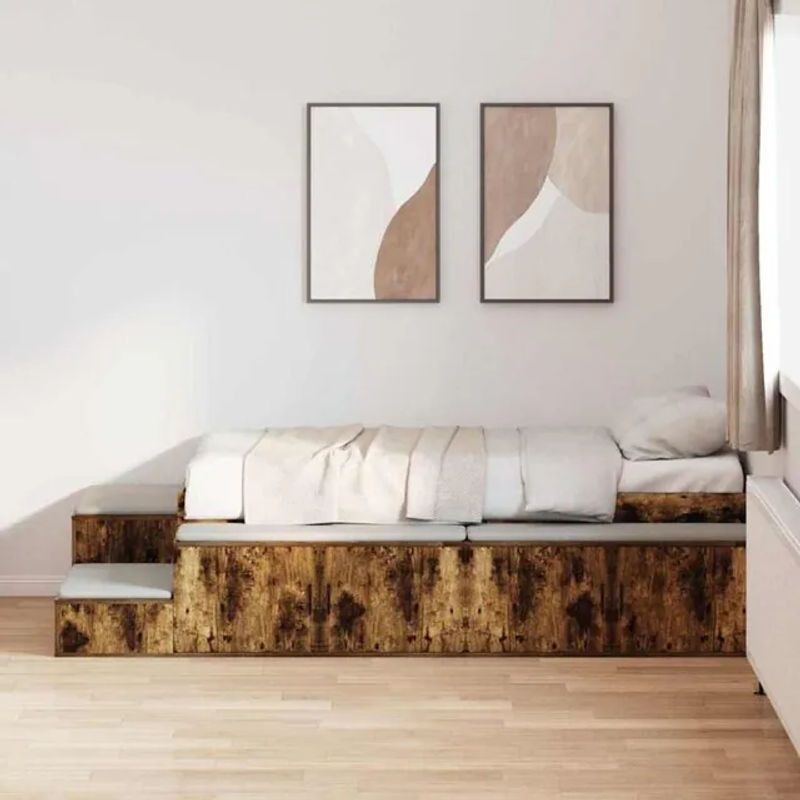 Vidaxl Funktionsbett mit Stauraum und Tür in Geräucherte Eiche Braun, B/T/H: 234 x 118 x 53.5 cm - Bild 1