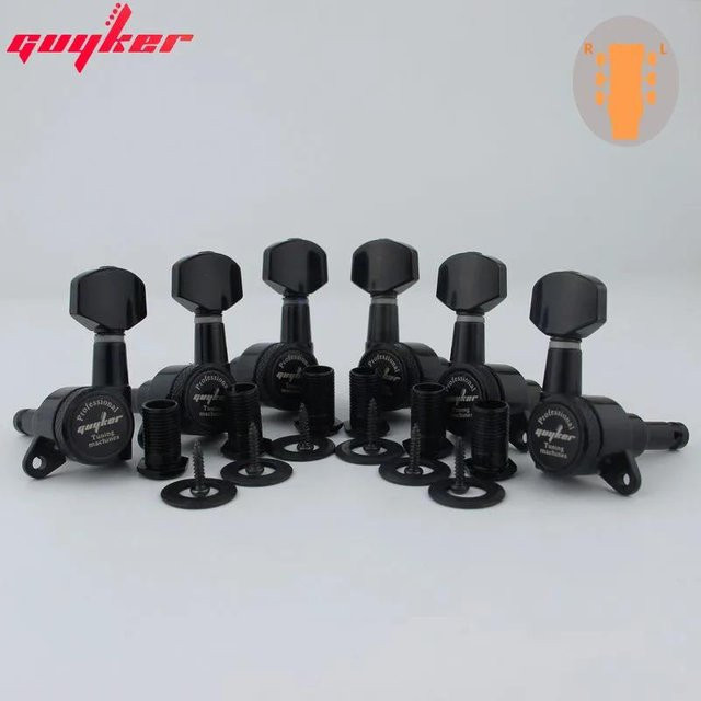 Guyker Locking-Gitarrenmechaniken in Schwarz mit einem Übersetzungsverhältnis von 1:18, 1 Set - Bild 1