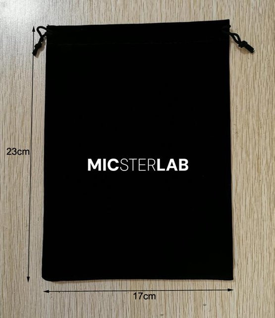 100 Samtbeutel mit Kordelzug in Schwarz mit weißem Logo, B: 17 cm, H: 23 cm - Bild 1