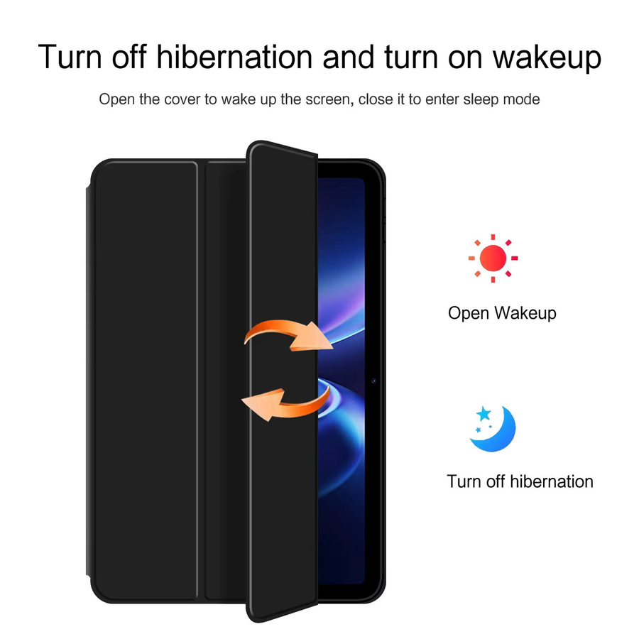 AJIUYU Tablet-Hülle für Xiaomi Redmi Pad SE 9,7 Zoll, dreifach faltbare Flip-Hülle aus PU-Leder mit Standfunktion und TPU Soft Shell, Schwarz - Bild 4