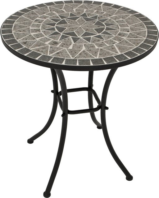 DEGAMO Bistrotisch SIENA rund, Eisen schwarz und Mosaik grau, Durchmesser: 60 cm - Bild 1