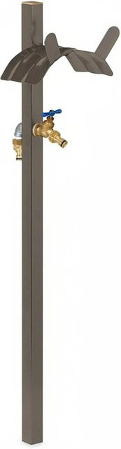 Relaxdays Wasserzapfstelle mit Schlauchhalter aus Stahl in Braun, freistehend, H: 107,5 cm, B: 25 cm, T: 18 cm - Bild 1