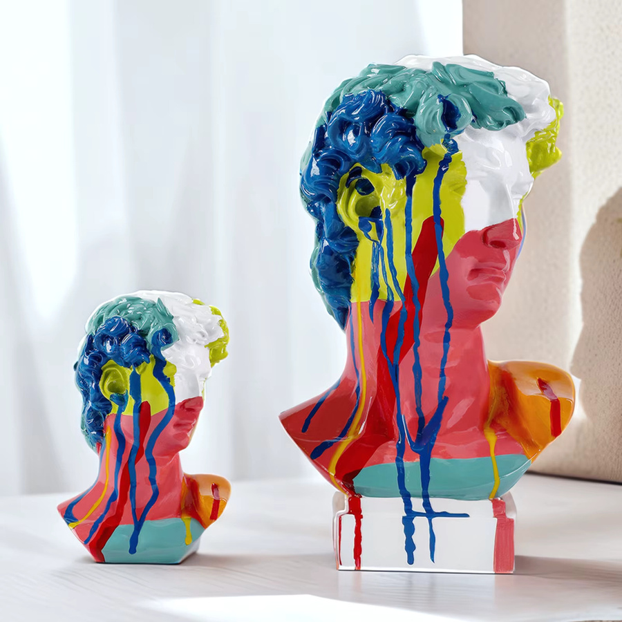 GUGUGUHOME David Kopf Büste aus Harz als dekorative Skulptur in Multicolor für Wohnzimmer, Tisch und Büro - Bild 2