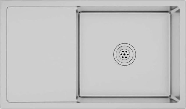 vidaXL Handgemachte Einbauspüle aus Edelstahl in Silber, B/T/H: 44 x 52 x 20 cm - Bild 1