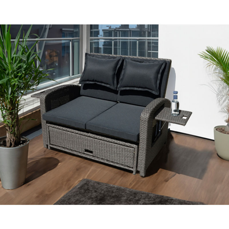 Garden Pleasure Gartensofa NIZZA in Grau mit Auflagen und Aufstelltischen, B/H/T: 117 x 93 x 74 cm - Bild 4