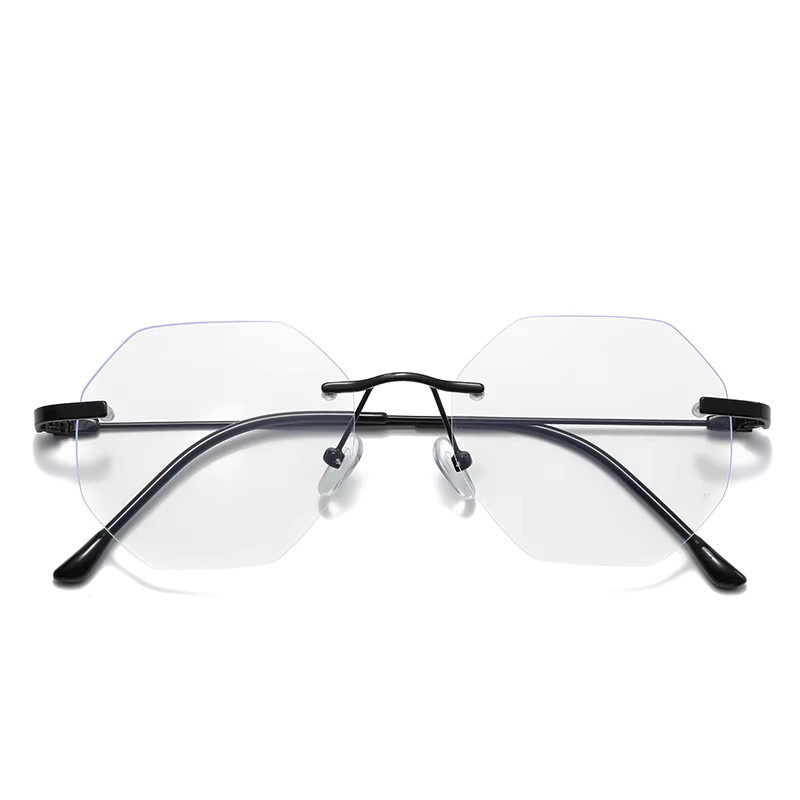 VABBON 3301 Korrektionsbrille, randlos, achteckig, Metall, Damen, Blaulichtfilter - Bild 2