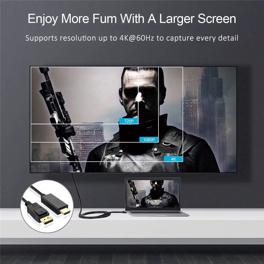 Navceker DisplayPort zu HDMI Konverter Adapter für 4K 60Hz, Schwarz - Bild 6