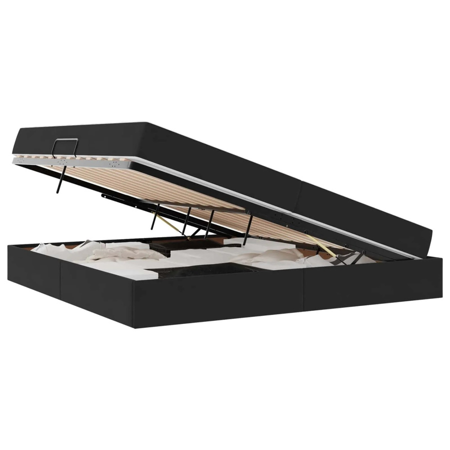 vidaXL Stauraumbett mit Matratze in Schwarz aus Samt, B/T/H: 200 x 200 x 43,5 cm - Bild 2