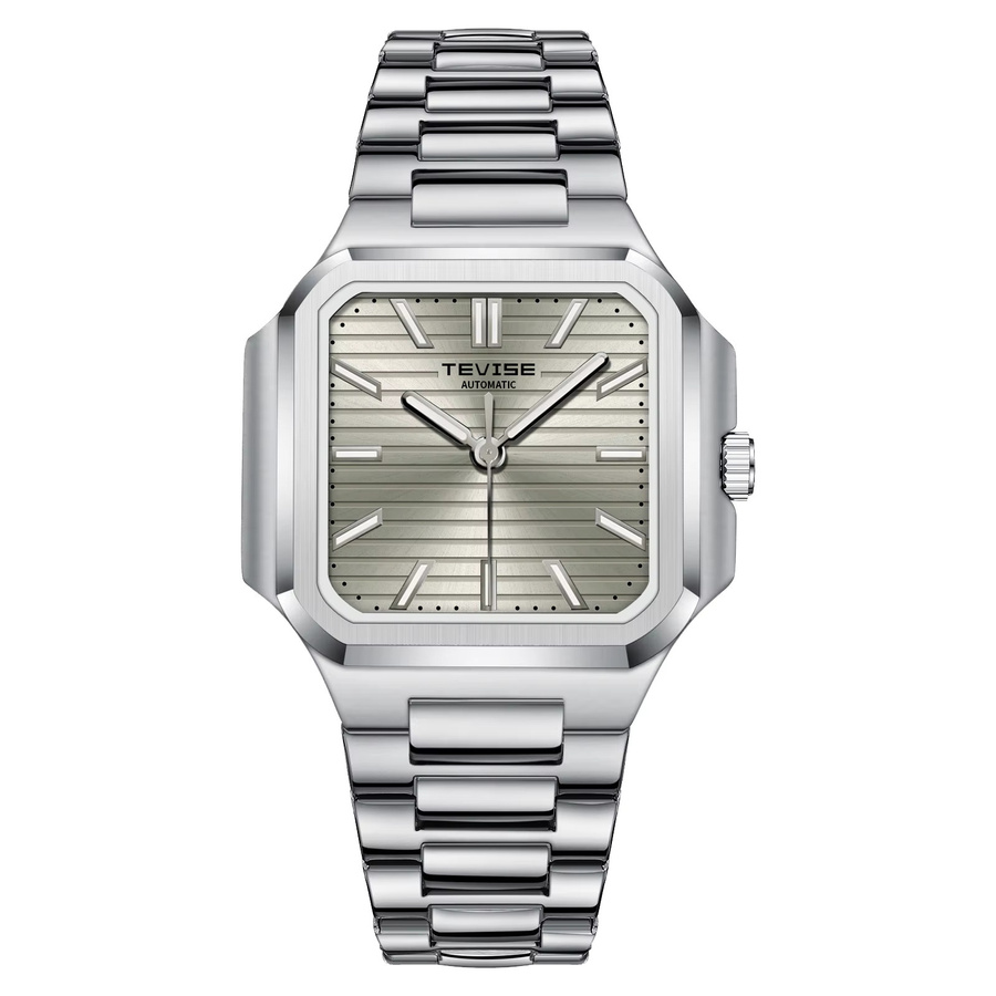 TEVISE Armbanduhr, mechanisches Uhrwerk, Edelstahl, eckig, Herren, Grün - Bild 1