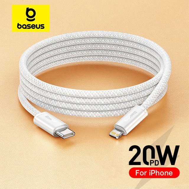 Baseus 20 W USB-C auf Lightning Schnellladekabel für iPhone und iPad, Weiß - Bild 1