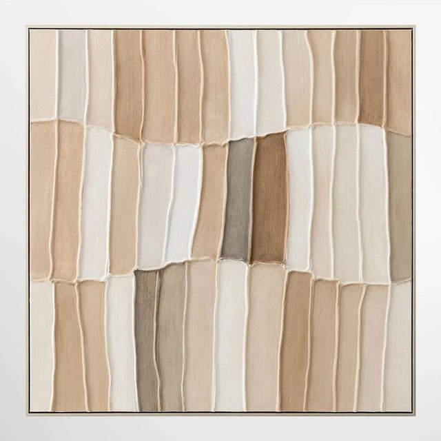 ArtUniverse Leinwandbild Wooden Patchwork Abstract in Beige, B/T/H: 100 x 100 x 100 cm - Bild 1