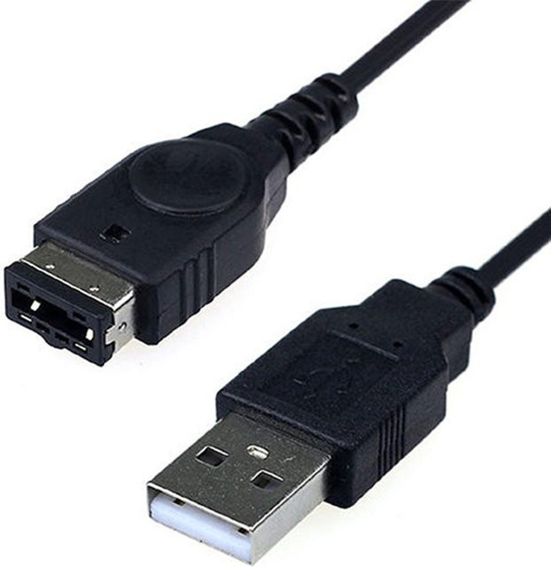 USB Ladekabel Schwarz für Nintendo GameBoy, SP, GBA und DS Retro Konsolen - Bild 1