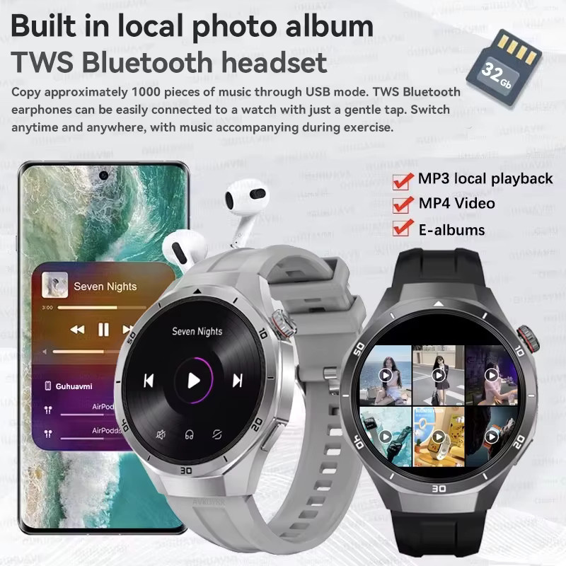 GUHUAVMI Smartwatch, Schwarz, Edelstahl, GPS, NFC, Rund - Bild 3