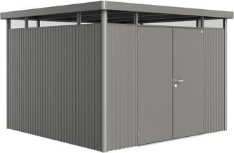 Biohort Metall-Gerätehaus HighLine H6 in Quarzgrau-Metallic mit Doppeltür und Flachdach, B/T/H: 314,3 x 314,3 x 221 cm - Bild 2