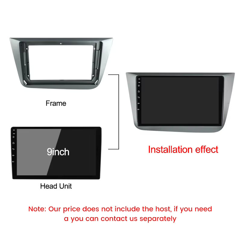 MEKEDE Multimedia-Radio-Rahmenkit für Seat Altea 2004–2015, 9-Zoll-Armaturenbrett-Einbaurahmen Komplettset mit Canbus-Panel und Kabeln in Grau - Bild 3