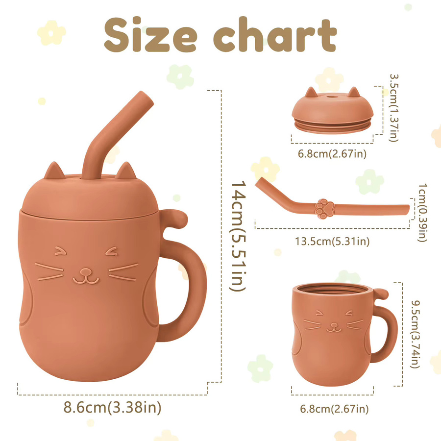 TYRY.HU Silikon Baby Trinklernbecher mit Strohhalm, auslaufsicherer Trinkbecher für Kleinkinder - Bild 2