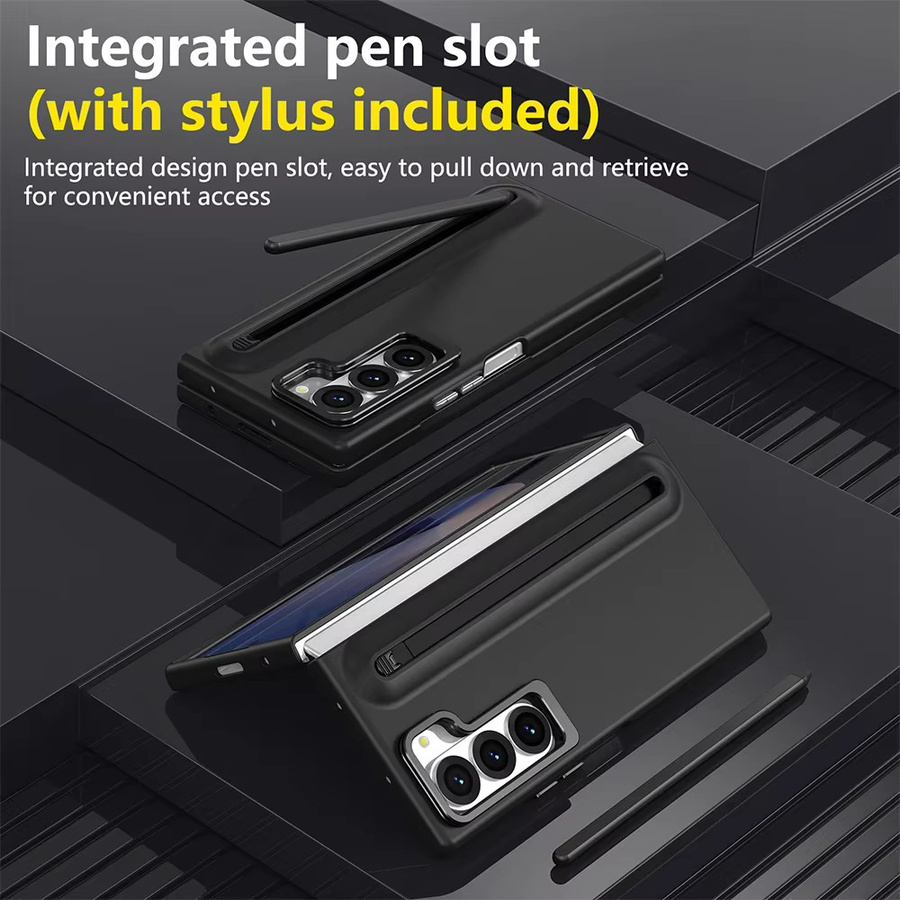 Robuste Business Schutzhülle für Samsung Galaxy Fold 7 6 5 4 mit Stylus-Steckplatz, Kickstand und gehärteter Glasfolie in Schwarz oder Blau - Bild 2