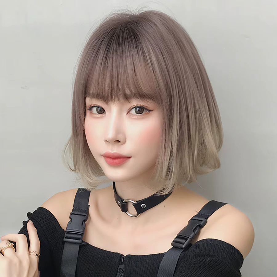 7JHH WIGS Perücke, kurz, glatt, rosa-blond, Damen, synthetisch - Bild 2
